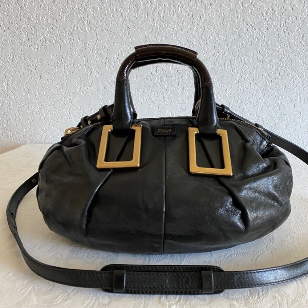 Chloe small black leather 2 way bag